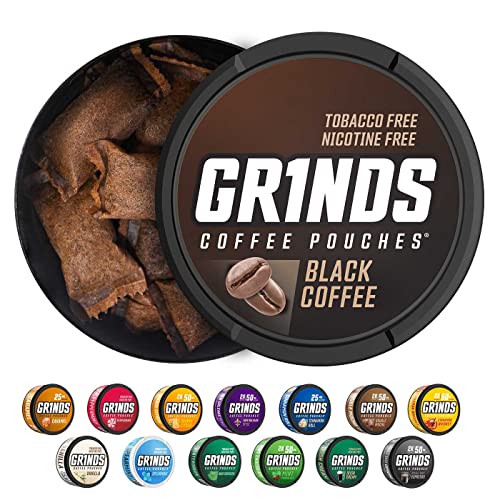טחנות שקיות קפה | 10 פחיות קפה שחור | טבק בחינם, אלטרנטיבה בריאה בחינם לניקוטין | 18 כיסים לפחית | 1 שקע Eq.